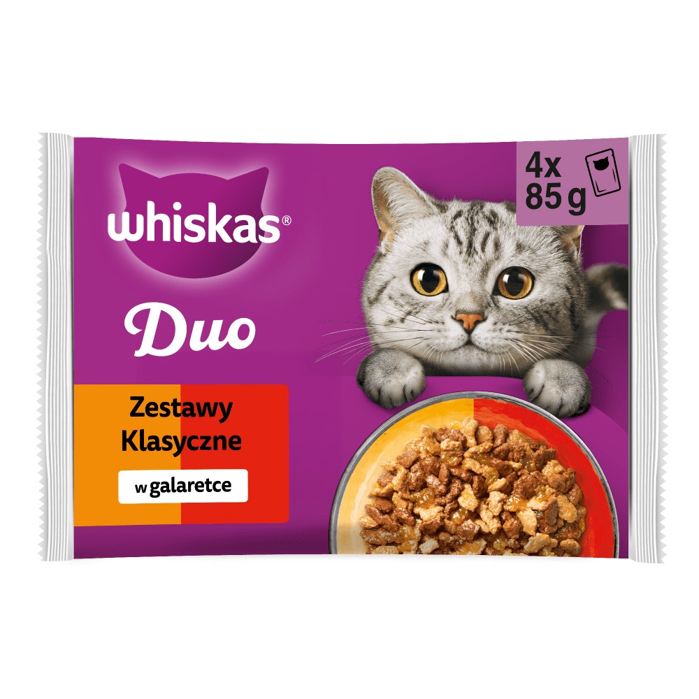WHISKAS® Duo Karma mokra Zestawy Klasyczne w galaretce, 4 x 85 g - 1