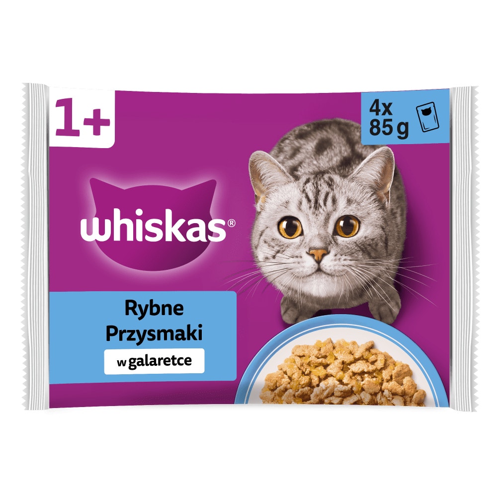 WHISKAS® Karma mokra Rybne Przysmaki w galaretce, 4 x 85 g - 1