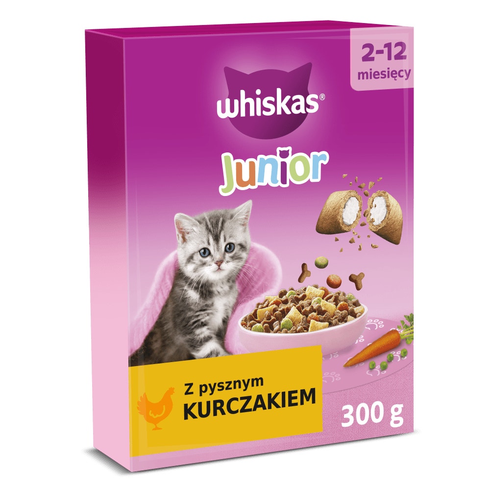 WHISKAS® Junior Karma sucha z Kurczakiem 300 g, 800 g, 1,4 kg, 1,9 kg & 14 kg - 1